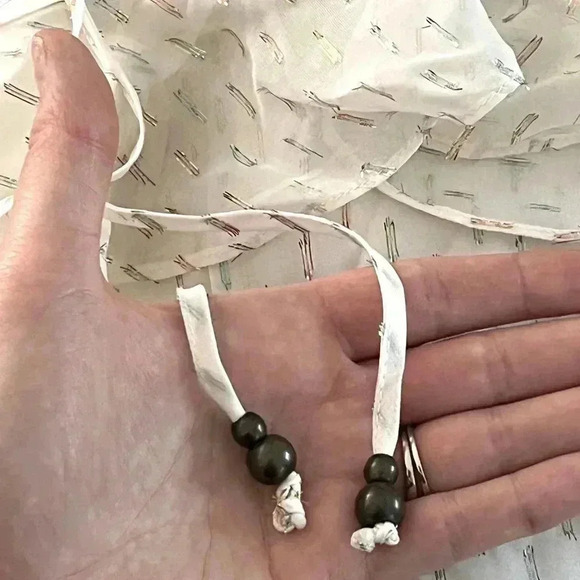 RAMY BROOK NY/ Silk blend blouse/ Off-white with colourful foil detail/Size US M - Picture 8 of 13